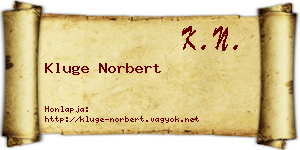 Kluge Norbert névjegykártya